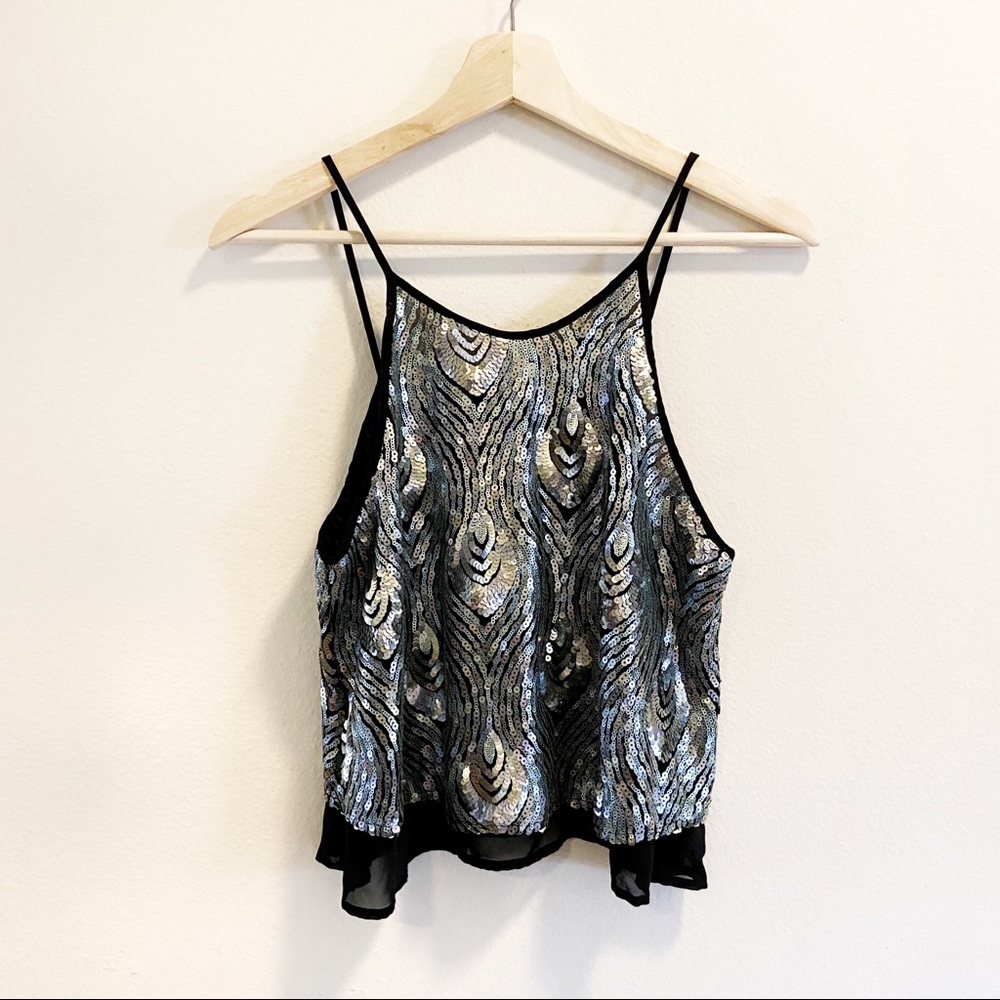 [ASTR] Peacock Sequin Tank Blouse (XS)